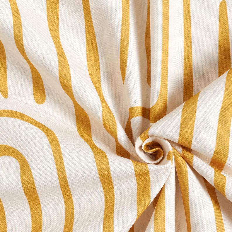 Decor Fabric Half Panama abstract striped pattern – mustard/natural, image number 3