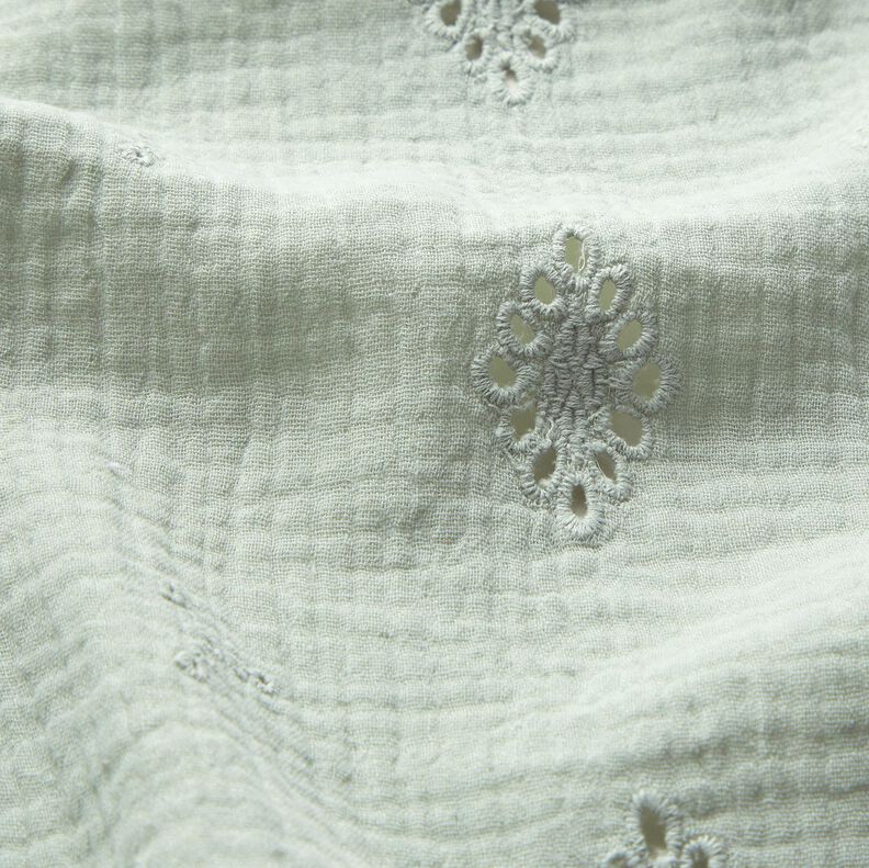 Double Gauze/Muslin Broderie Anglaise Diamond – pale mint,  image number 2