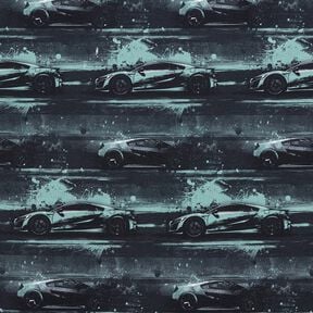 Cotton Jersey racing car Digital Print – black/pearl grey, 