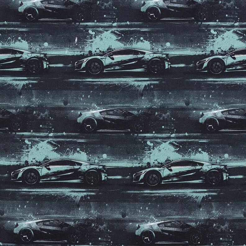 Cotton Jersey racing car Digital Print – black/pearl grey,  image number 1