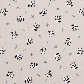 Cotton Cretonne cute panda bear – natural, 