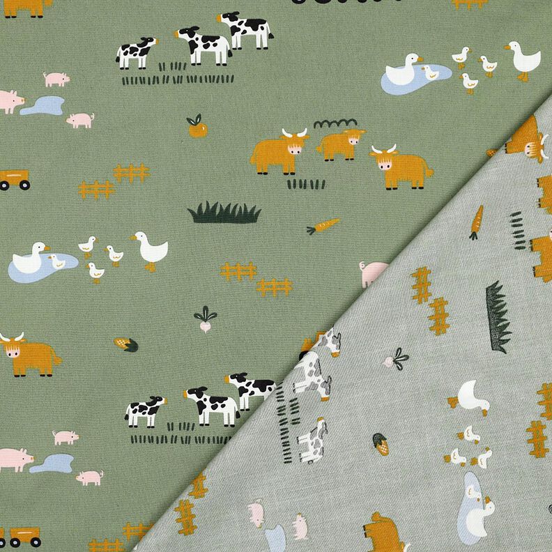 Cotton Poplin farm animals | Poppy Fabrics – pine, image number 4