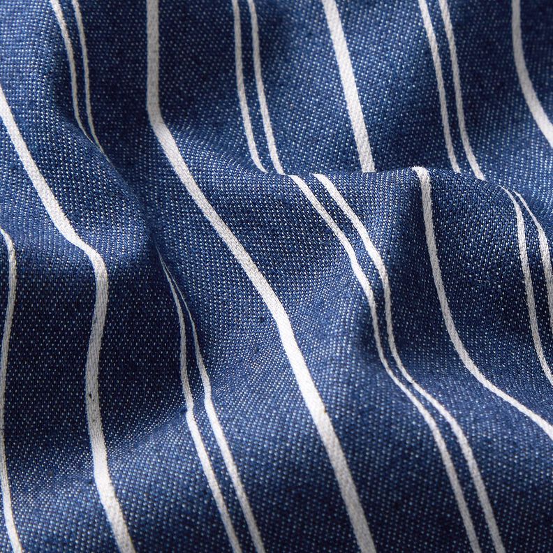 Pinstripes lightweight stretchy denim – denim blue,  image number 3