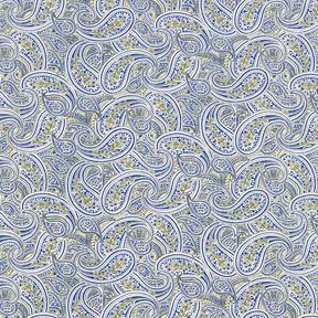Shirting Fabric overlapping paisley – indigo/olive | Remnant 60cm, 