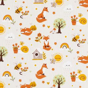 Cotton Poplin Fox in the garden – natural, 