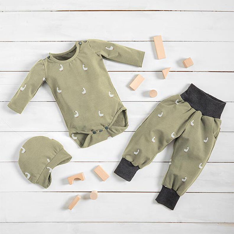 Cotton Jersey Cute Geese – pistachio,  image number 7