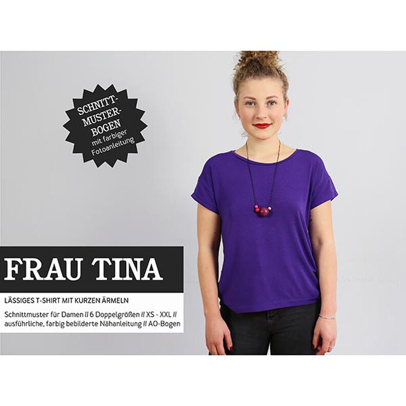 FRAU TINA – casual basic top with short sleeves, Studio Schnittreif  | XS -  XXL,  image number 1