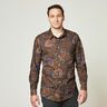 Shirting Fabric retro flowers and paisley pattern – midnight blue/caramel,  thumbnail number 5