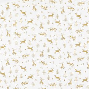 Cotton Cretonne Reindeer and stars – ivory/gold, 