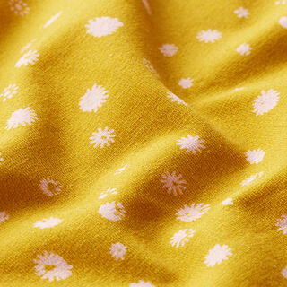 GOTS Cotton Jersey Poppy Seed Heads | Tula – curry yellow/pink, 