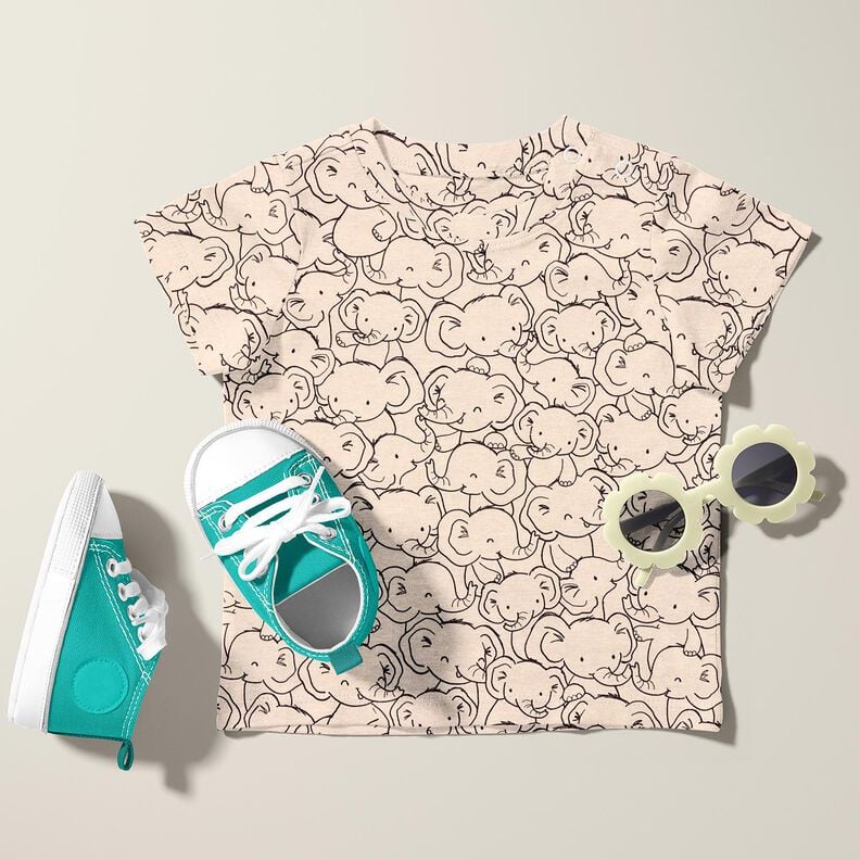 Cotton Blend Jersey Elephant swarm – natural,  image number 6