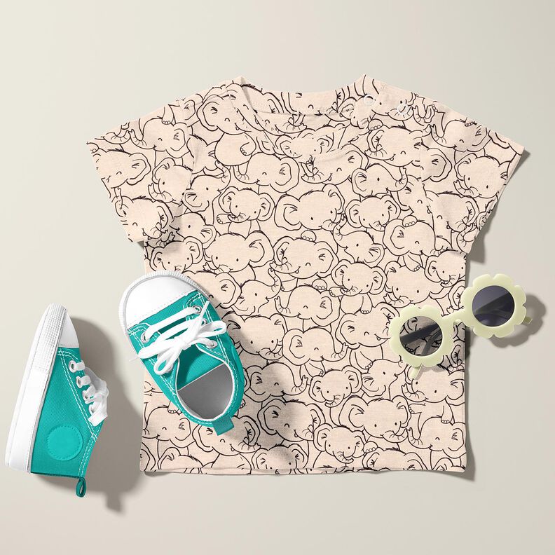 Cotton Blend Jersey Elephant swarm – natural, image number 6