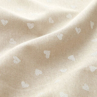 Decor Fabric Half Panama little hearts – white/natural, 