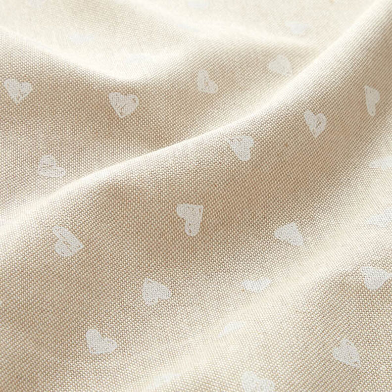 Decor Fabric Half Panama little hearts – white/natural,  image number 2
