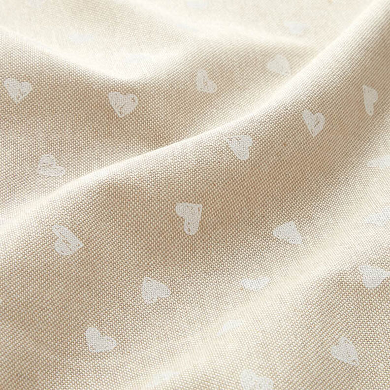 Decor Fabric Half Panama little hearts – white/natural, image number 2