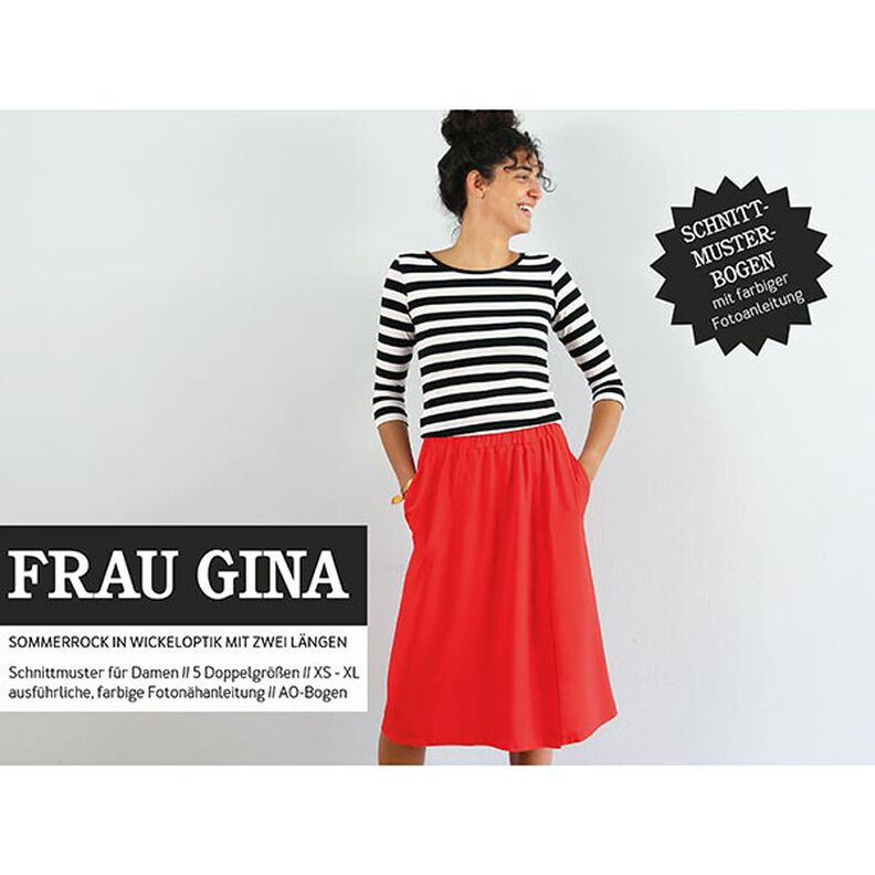 FRAU GINA - Wrap-look skirt with side seam pockets, Studio Schnittreif  | XS -  XL,  image number 1