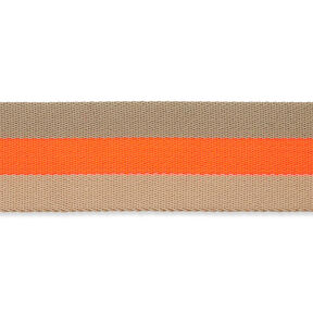 Neon Bag Strap Webbing [ 40 mm ] – neon orange/beige, 