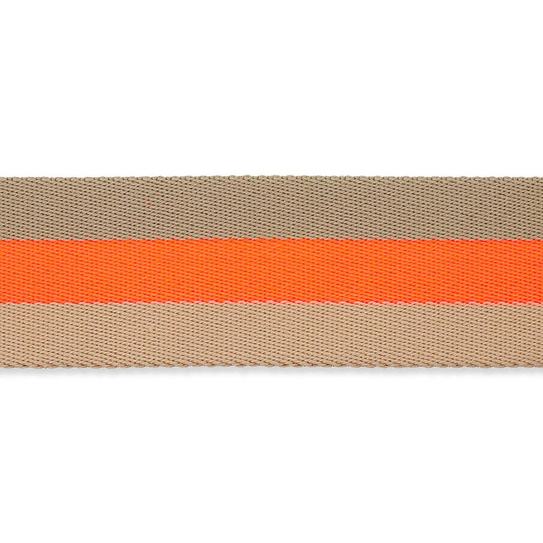 Neon Bag Strap Webbing [ 40 mm ] – neon orange/beige,  image number 1