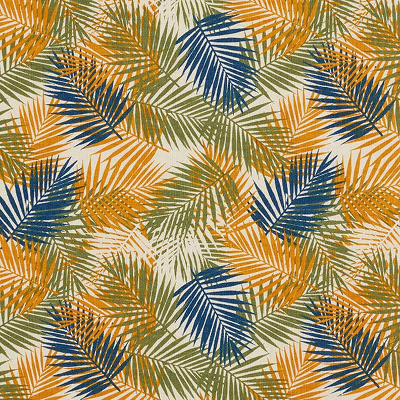 Cotton Cretonne palm leaves – light beige/blue,  image number 1