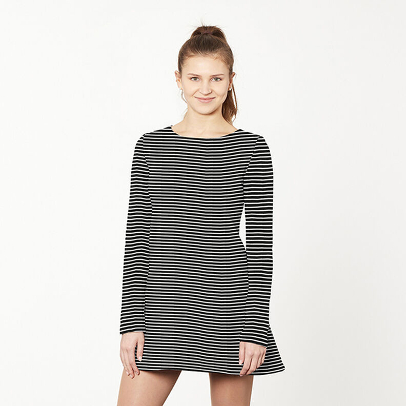 Horizontal Stripes Jacquard Jersey – black/white,  image number 5