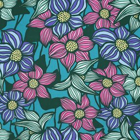 LENZING™ EcoVero™ viscose fabric Flowers | Poppy Fabrics – light petrol/lemon yellow, 