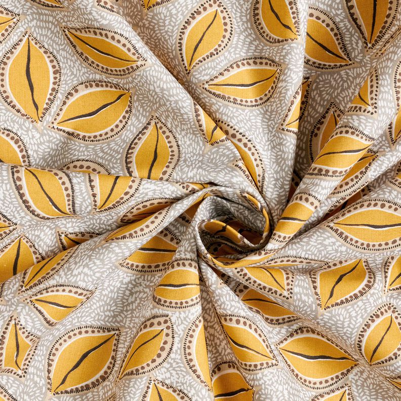 Cotton Cretonne artistic leaves – curry yellow,  image number 3