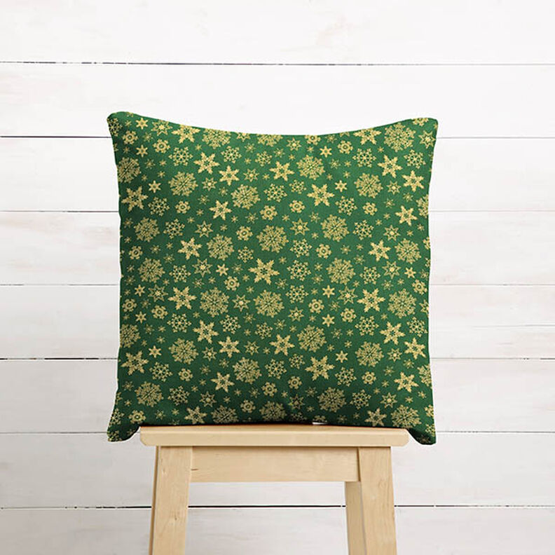 Cotton Poplin Snow Crystals – green/gold,  image number 8