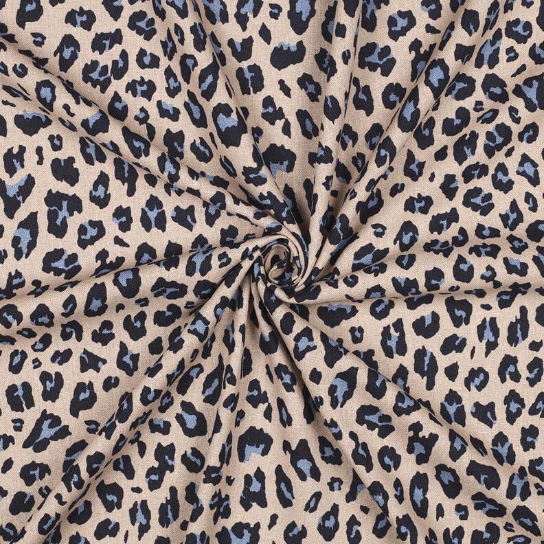 Viscose Linen Blend Leopard Print | Poppy Fabrics – cashew/midnight blue,  image number 3