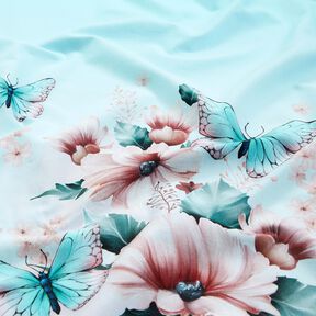 Cotton Jersey butterfly meadow | Glitzerp&uuml;ppi  &ndash; light turquoise/ice blue, 