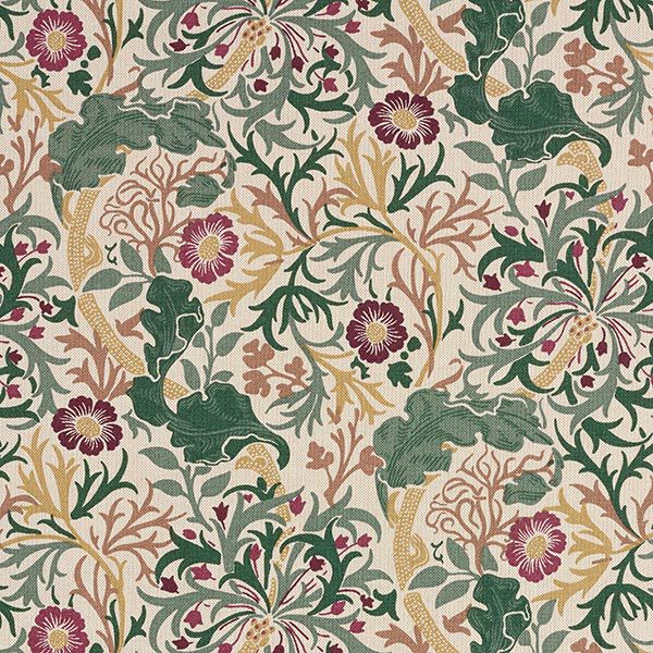 Decor Fabric Half Panama ornate flowers – natural,  image number 1