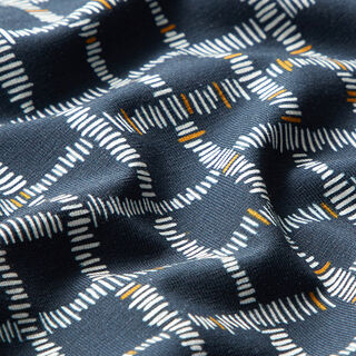 GOTS Cotton Jersey Checks | Tula – midnight blue/mustard, 