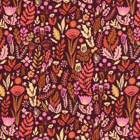 Cotton Cretonne wildflowers – merlot/purple, 