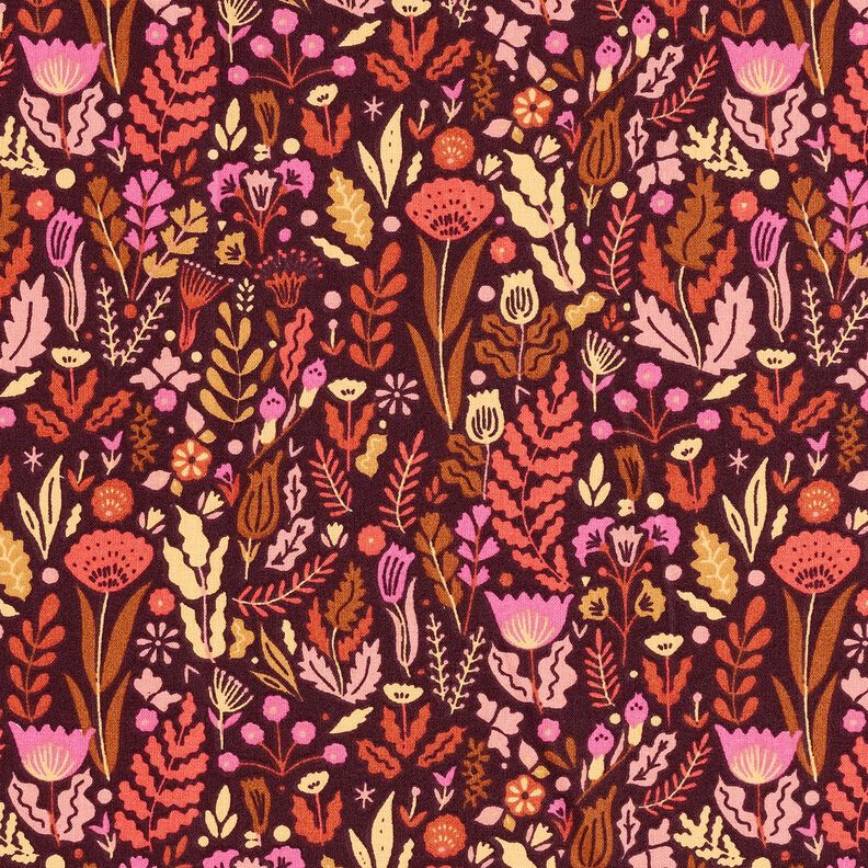 Cotton Cretonne wildflowers – merlot/purple, image number 1