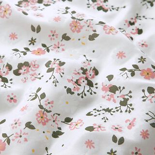 Silk-viscose satin scattered flowers – white, 