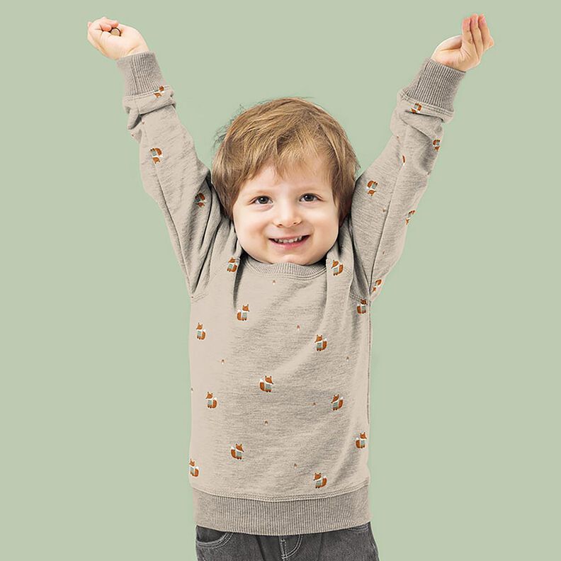 GOTS French Terry Fox with jumper Digital Print – almond, image number 6