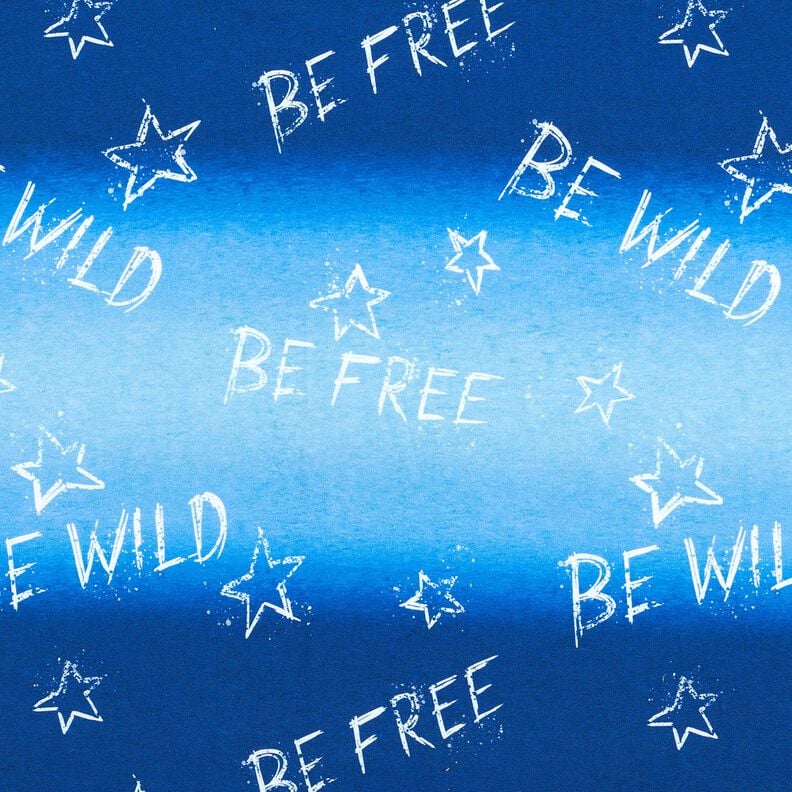 French terry Be Wild | Glitzerpüppi – royal blue/white, image number 1