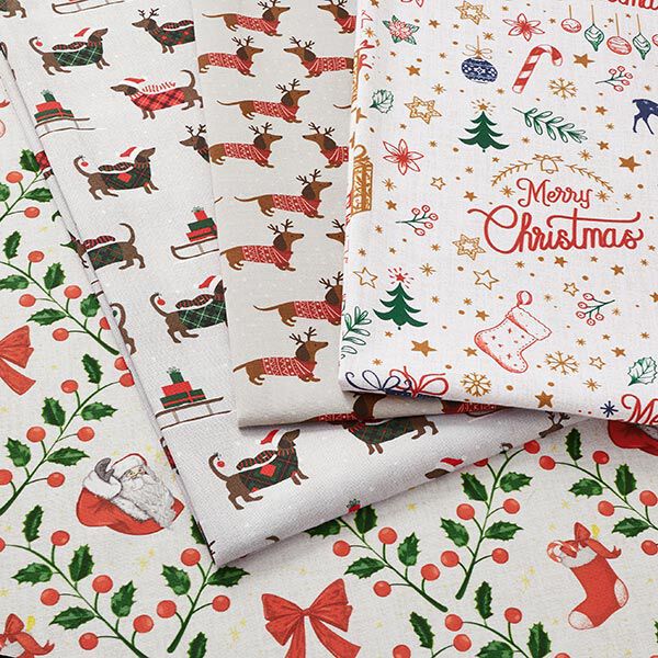 Decor Fabric Half Panama Merry Christmas – natural, image number 5
