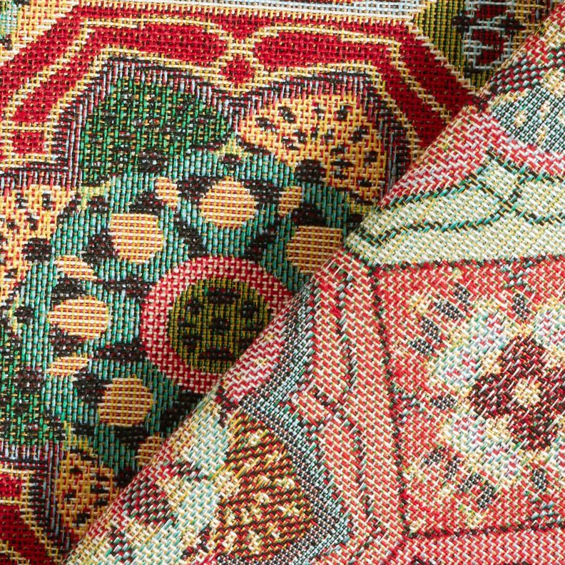 Decor Fabric Tapestry Fabric flower tiles – sky blue/carmine,  image number 4
