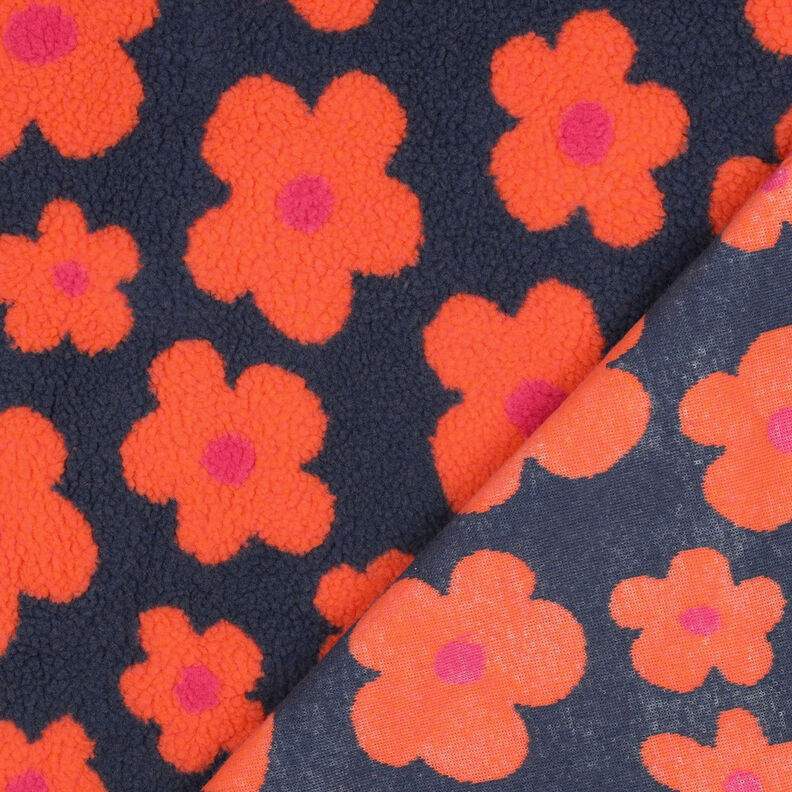 Teddy Fur Flowers | Poppy Fabrics – navy blue/orange, image number 5