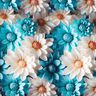 viscose fabric Chamomile flowers digital print – natural/light petrol,  thumbnail number 1