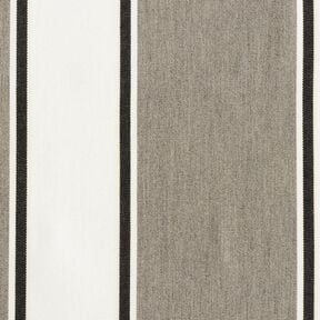 Outdoor Fabric Canvas Mixed stripes – white/grey | Remnant 50cm, 