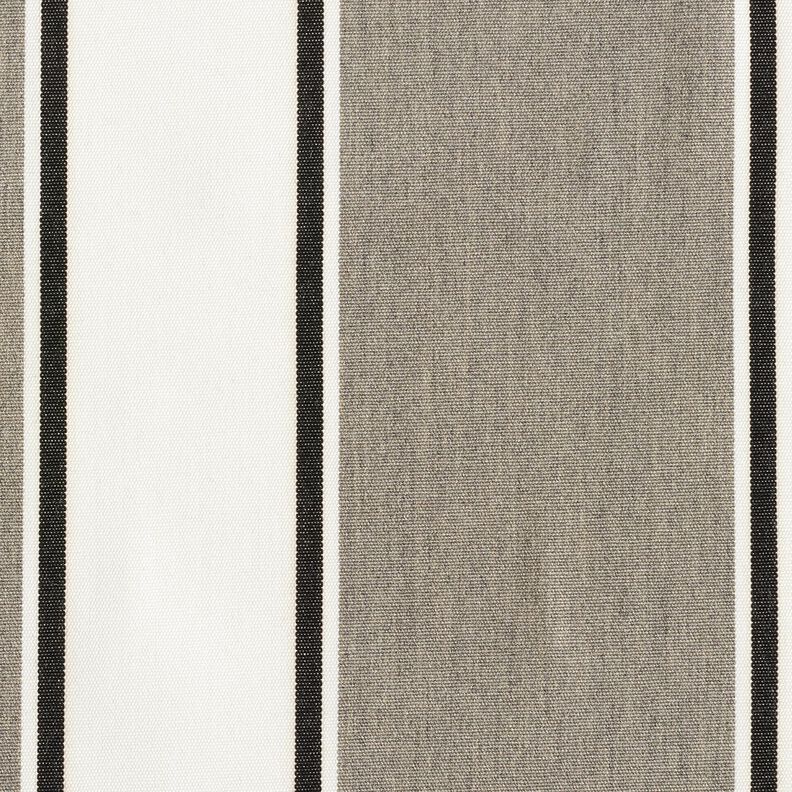 Outdoor Fabric Canvas Mixed stripes – white/grey | Remnant 50cm,  image number 1