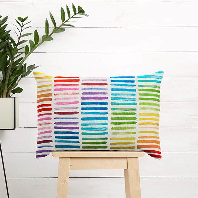 Decor Fabric Half Panama rainbow stripes – white,  image number 7