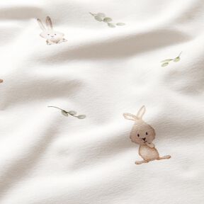 GOTS Cotton Jersey cute bunny Digital Print – ivory, 