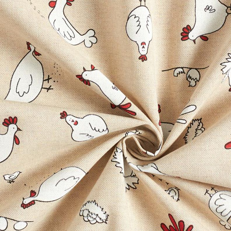 Decor Fabric Half Panama chickens – natural,  image number 3