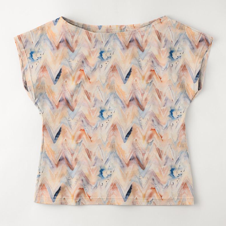 Watercolour zigzag cotton jersey – cashew,  image number 5