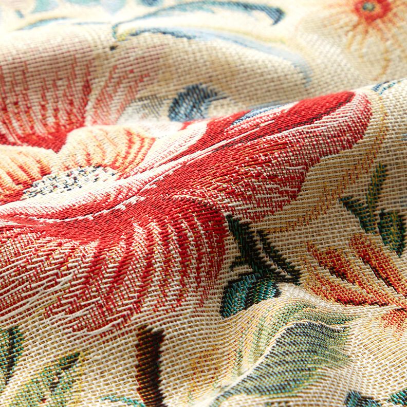 Decor Fabric Tapestry Fabric dreamy flowers – light beige/red, image number 2