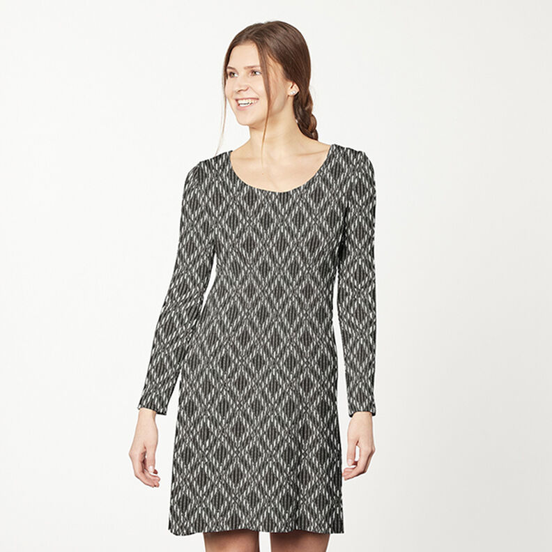 Lightweight knitted fabric, diamonds – black/white, image number 5