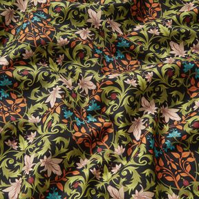 Decor Fabric Half Panama leaf ornaments – black/pine, 