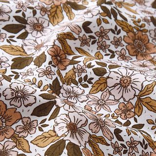 Cotton Poplin sea of flowers – white/light brown, 